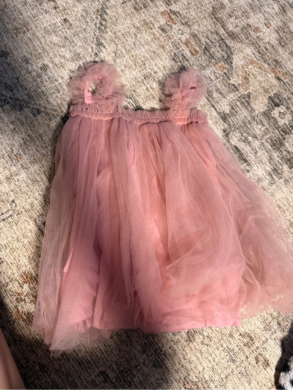 Dusty Rose Tulle Ruffle Strap Dress - Picture 3 of 5